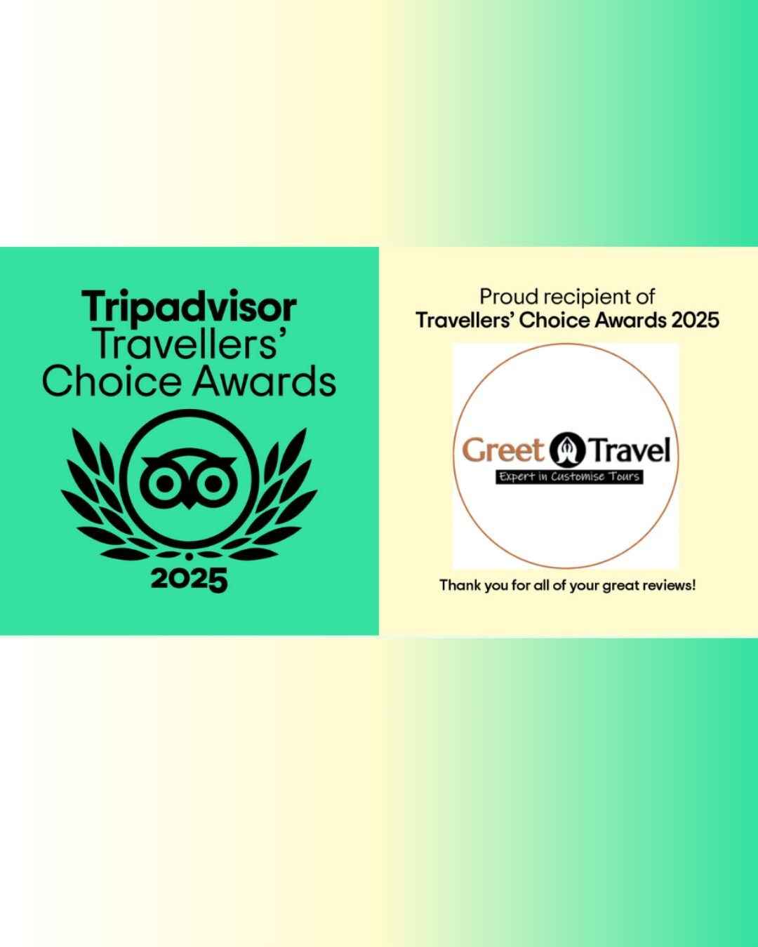 Greet Travel TripAdvisor Travelers' Choice Award 2025