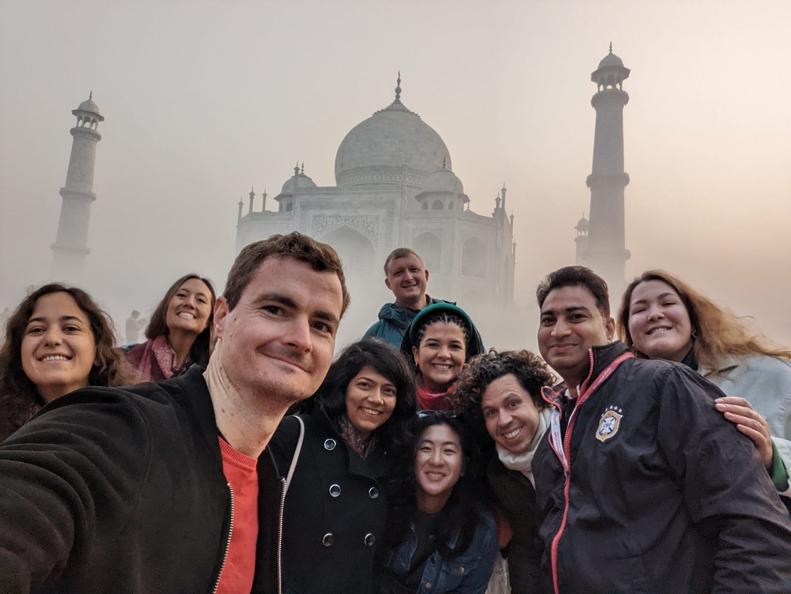 Approved local tour guide with guests at the Taj Mahal in Agra